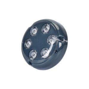 AquaIDEA JB6W 5W underwater marine transom light emitting a bright cool white glow.