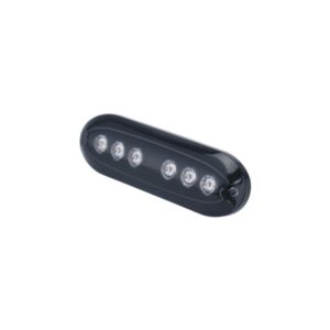 AquaIDEA JB12W 10W COB LED underwater marine transom light emitting a bright warm white glow.