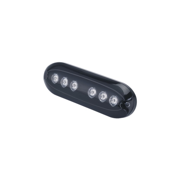 AquaIDEA JB12W 10W COB LED underwater marine transom light emitting a bright warm white glow.