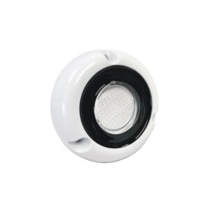 AquaIDEA JB20L 40W COB LED underwater marine transom light emitting a bright warm white glow.